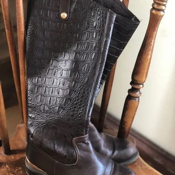 Vince Camuto Leather Riding Boot with Gold Accents - Picture 6 of 7